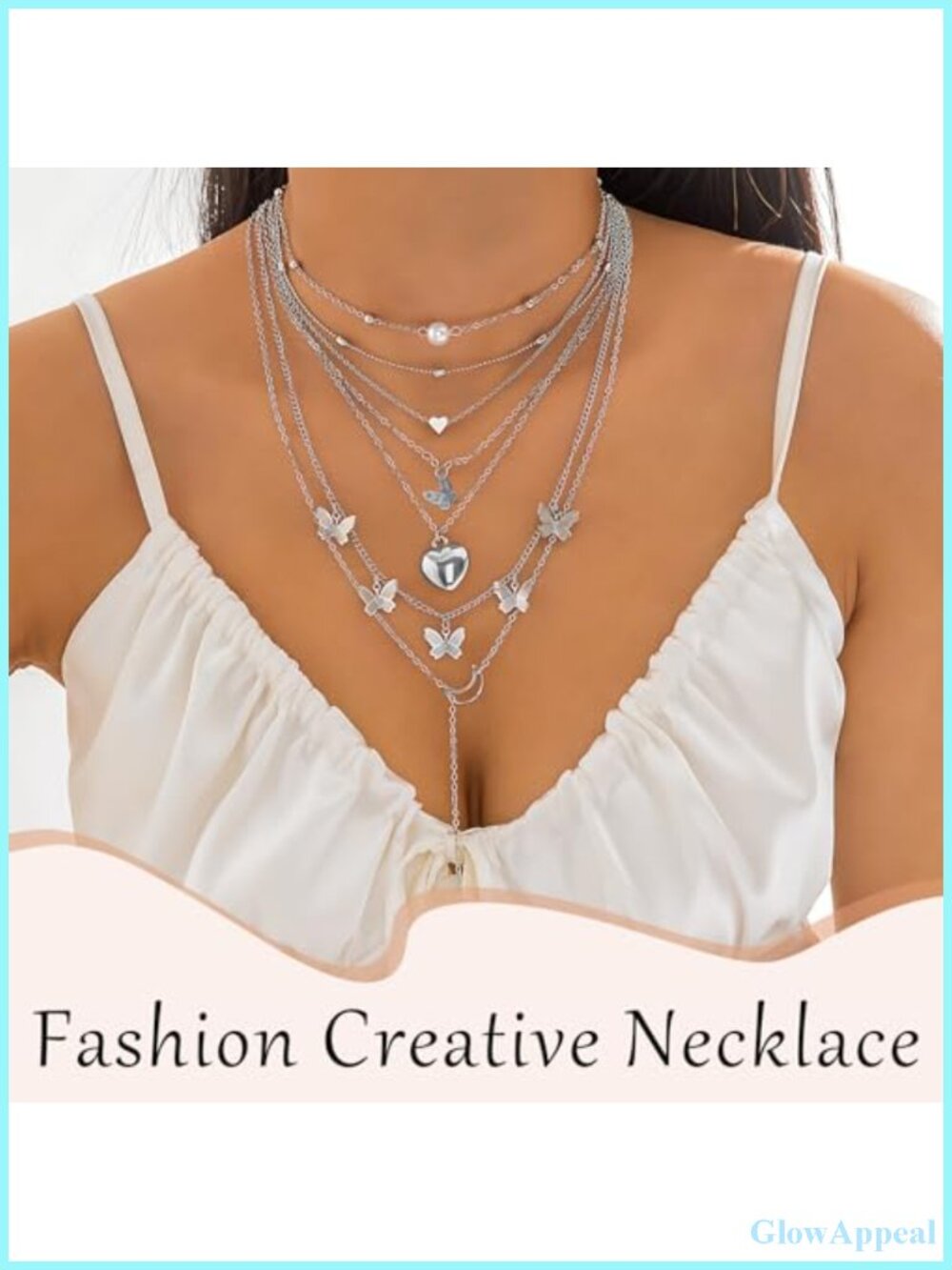 Y2K Necklace Set 18 Pc Stainless Steel Layered Pendant Necklaces for Women - Picture 4 of 6